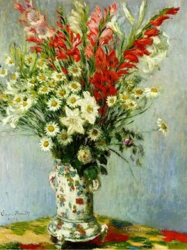 Claude Monet Painting - Ramo de Lirios Gadiolas y Margaritas Claude Monet